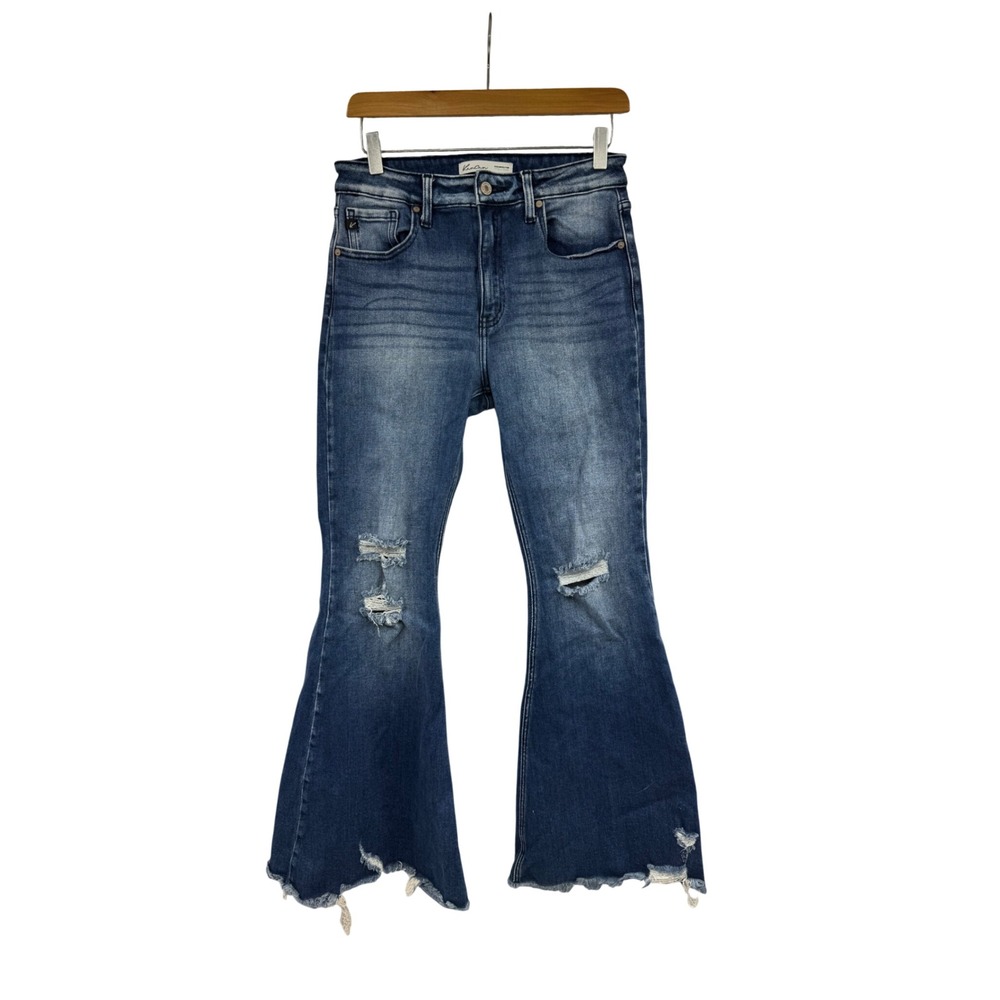 KanCan Maurices Womens High Rise Distressed Flare‎ Jeans Blue Size 28